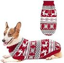 KUTKUT Dog Christmas Sweater | Cute Reindeer Snowflake Knit Sweater | Pet Holiday Cloth Soft Warm Turtleneck Knitwear for Small Medium Dogs (Size: XL, Adjustab;e Chest: 45cm - 52cm)