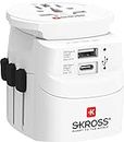 SKROSS Universal Travel Plug with USB and USB C, White, 1.302472