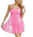 secret love Women's Polyester Floral Above Knee Night Gown (ROUND_LASS_X0022__Baby Pink_Free Size)