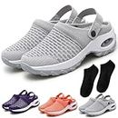 Women's Orthopedic Clogs with Air Cushion Support to Reduce Back and Knee Pressure, Summer Mesh Mules Slippers Walking Shoes (43,Grey)