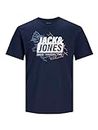 JACK & JONES Jcomap Logo SS Crew Neck Sn T-Shirt, Blazer Bleu Marine, M Homme