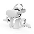 AMVR Compatible with Quest 2 Stand, Upgraded Heavier VR Headset Display Stand Holder and Controller Mount Station for Quest 2/Quest 1/Rift/Rift S and Touch Controllers Accessories (White)