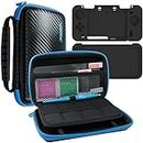 4 in 1 Protective Kit Compatible New 2DS XL, AFUNTA Zipper Carrying Case, Silicone Cover, Stylus & 2 PET Films Screen Protectors for Top & Bottom Screens, for 2DS LL & Accessories - Black