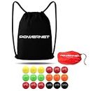 PowerNet 2.8" Baseball Weighted Progressive Training Balls Bundle with Backpack | Complete Set Heavy Ball 18 Pack 12 to 20 oz | Build Strength and Muscle (Drawstring Sack Bundle)