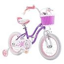 Royalbaby Stargirl Kids Bike 14 Inch Girls Bicycle for Children with Training Wheels & Basket, Purple