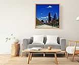 VERRE ART Wooden Floater Framed Canvas - Wall Decor for Living Room, Bedroom, Office, Hotels, Drawing Room (22in X22in) - Benjamin Franklin