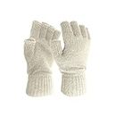 Winter Gloves Unisex Half Finger Gloves Winter Stretchy Knit Fingerless Gloves in Common Size (White, Free size)