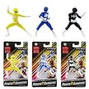 Toptoys2u Bargain Bundles Set di mini personaggi Power Rangers in edizione limitata da 2-2,5" 6,5 cm - Set Rangers gialli, blu e neri da 3, Nero Blu