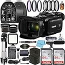 Canon Vixia HF G70 UHD 4K Camcorder with 2 Pack SanDisk 64GB Memory Card + Case + Tripod + Wideangle Lens + LED Flash + Microphone + Filter Kit + ZeeTech Accessory Bundle