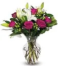 BENCHMARK BOUQUETS - Pink Elegance (Glass Vase Included), Next-Day Delivery, Gift Fresh Flowers for Birthday, Anniversary, Get Well, Sympathy, Graduation, Congratulations, Thank You