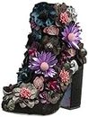 Irregular Choice Femme Garden Gala Bottine, Noir/Multicolore, 40 EU