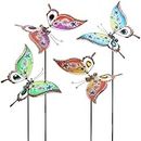 Juegoal Set of 4 Butterfly Garden Stake Decor, 32" Metal Colorful Butterflies Stakes, Yard Art Ornaments for Mom, Mothers Day Ideal Gifts, Outdoor Lawn Porch Pathway Patio Plant Pot Flower Bed