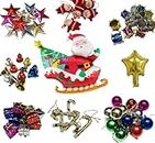 Krisah Plastic Christmas Mini Ornaments Decoration 104 pcs Set, Multi-Colour