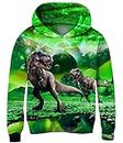 Kinberr Dinosaur Hoodies for Boys Girls 3D Graphic Fleece Pullovers Novelty Funny Hooded Sweatshirts for Party Size 11-13