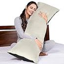 MY ARMOR Microfibre Full Body Long Sleeping Pillow for Pregnancy, 53"x16" Inches, Side Sleeping, Hugging, Cuddling, Relaxing, Washable, Premium Velvet Outer Cover with Zip (Black + Cream)