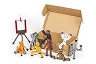 Zing Metal and Monsters Stikbots Set comprenant 8 figurines articulées Stikbot et trépied pour téléphone portable, blanc/noir/argenté/doré/bronze/marron/monstres rires et Kyron