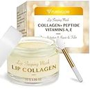 Lip Collagen Peptide Sleeping Mask: 30g Collagen Lip Plumper Balm - Overnight Lip Wrinkle Treatment Butter - Advanced Lip Line Filler Repair to Nourish Hydrate Dry Cracked Lips with Coconut Shea Oil