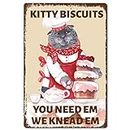 CREATCABIN Plaque en Métal avec Chat Kitty Biscuits We Knead Em You Need Funny Sign Vintage Retro Poster Bathroom Quote Vintage Sign for Farm Farmhouse Home Kitchen Cafe Wall Decor 8 x 12 inch