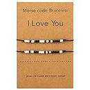 PRETOLE 2PCS Morse Code Bracelets for Couples, I Love You Bracelets Adjustable Long Distance Jewelry Men Pinky Promise Bracelets for Women