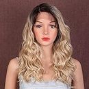 Style Icon Perücke Damen Perücke Blonde Lace Front Wigs 46 cm lockig Kunsthaar Perücken mit Mittelscheitel synthetische Faser Curly