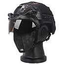TS TAC-SKY Fast Tactical Helmet Windshield Steel wire Ear Protection Face Shield Full Face Protection Military Fans CS Field Waterproof Paintball Helmet Set (Color : BK)