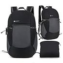 ComfyDegree Ultralight Foldable Hiking Backpack | 30L Folding, Packable, Waterproof, Lightweight, Travel Rucksack |Men & Women Large Bag for Work, Gym, Outdoor Camping, Walking, Cycling, Sport (Black)