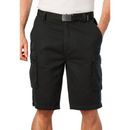 Men's Big & Tall 12" Side Elastic Cargo Short with Twill Belt by KingSize in Black (Size L)
