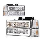 PIT66 LED Headlight,Compatible with 94-98 Chevy/GMC Suburban C/K 1500 2500 3500 Yukon Tahoe/1994 Chevy Blazer,Turn Signal Lamps Bumper Lights Corner Lamps Assembly