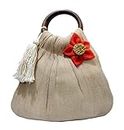 athizay Potli top handle bags wooden cotton tassel Jute hand carry wristlets pouch bags for women