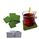 Knots Square Coasters PP Multi use Coaster for Floor Protectors for Furniture Legs. Best Non Slip Pad Carpet Feet Stop Your Furniture with Anti Slip Floor Pads (Pack of 6) (Green)