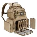 TIDEWE Tactical Range Backpack Bag for Gun and Ammo with Pistol Case (Khaki)