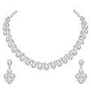 Atasi International Women's Silver Plated American Diamond Necklace/Jewellery Set with Earrings (R5461)