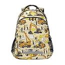 Vozoza Backpack for Girls Kids Boys School Bookbags, Student Laptop Backpack Casual Lightweight Travel Sports Day Pack, Construction Equipment, 29.5m*17.5cm*42.5cm (11.6*6.9*16.7inch), Rucksack