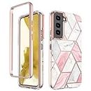 Asuwish Phone Case for Samsung Galaxy S22 5G Cell Cover Hybrid Luxury Cute Marble Shockproof Full Body Hard Heavy Duty Slim Accessories S 22 22S 4G G5 6.1 inch Women Girls Pink