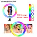 RGB Dimmable LED Ring Light Photo Video Light Cold Shoe Ball Head & Phone Clamp
