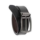 LOUIS STITCH Men's Italian Leather Reversible Belt 1.25 inch (35mm) Handmade Formal Waist Strap with Nickel Buckle Belt for Men Gents Boys (Black/Brown) (FFSHGB) (Size-32)