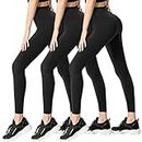 FULLSOFT 3 Pack Leggings for Women Non See Through-Workout High Waisted Tummy Control Running Yoga Pants