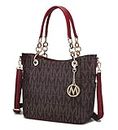 MKF Collection Shoulder Bag for Women, PU Leather Pocketbook Top-Handle Crossbody Purse Tote Satchel Handbag, Kissaten Red, Large