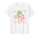 Cute Frog Sitting On Mushroom Cottagecore Kawaii Aesthetic T-Shirt