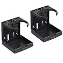 2pcs Adjustable Folding Cup Drink Holder with Screws and Tapes, Adjustable Automotive Cup Holders for Car TRUCK BOAT VAN. (Black)