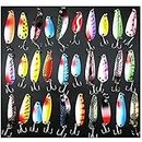 30pcs Fishing Hooks Spoon Lure Kits Spinnerbait Wobbers Hard Metal Spoon Bait Minnow Crankbait Walleyes Salmon Trout Fishing Hook Swivels Assorted Color Artificial Saltwater Fishing Tackle NK304