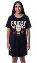 Friday The 13th Womens' Jason Mask Nightgown Sleep Pajama Dress (X-Large) Black