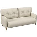 HOMCOM 58" Loveseat Sofa for Bedroom, Modern Love Seats Furniture, Upholstered 2 Seater Couch with 2 Tufted Back Cushions, Solid Wood Frame, Beige