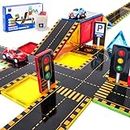 hahaland 62 Pcs Magnetic Tiles for Kids 3-5 with Road Toppers - STEM Kids Toys for 3 4 5 Year Old Boys Girls, Magnetic Building Blocks STEM Toys for Kids 3-5