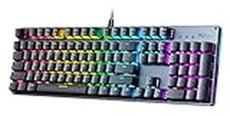 Mechanical Gaming Keyboard, Aglaia RGB Backlit 104 Keys Wired Keyboard Blue Switches, 12 Lighting Effects, Customizable Keys, Programmable Macro, Durable & Ergonomic for Windows Mac Computer Desktop