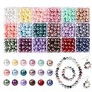 Glass Pearl Beads Kit 1050 Pcs Acrylic Pearl Beads Set with Holes Round Beads for DIY Jewellery Making Necklace Bracelet Making Kit (18-Colors)