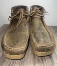 Clarks Mens Shoes 13M Wallabees Beeswax Brown Leather Lace Up Moccasin Ankle