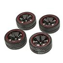 generic rc model on-road car rubber racing tires tyre and wheel rim, 1:10 (701a-6085) - pack of 4- Multi color