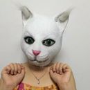 Halloween Látex blanco Máscara de gato Carnaval Divertida mascarada Disfraces de animales Accesorios