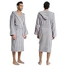 Men's bathrobe/Luxury 100% Cotton Terry Towelling Bath Robe Men Women ONE Size Dressing Gown(Grey/Thickening) Suitable for bathing/swimming, soaking in hot springs, Spa Robe/Sleepwear